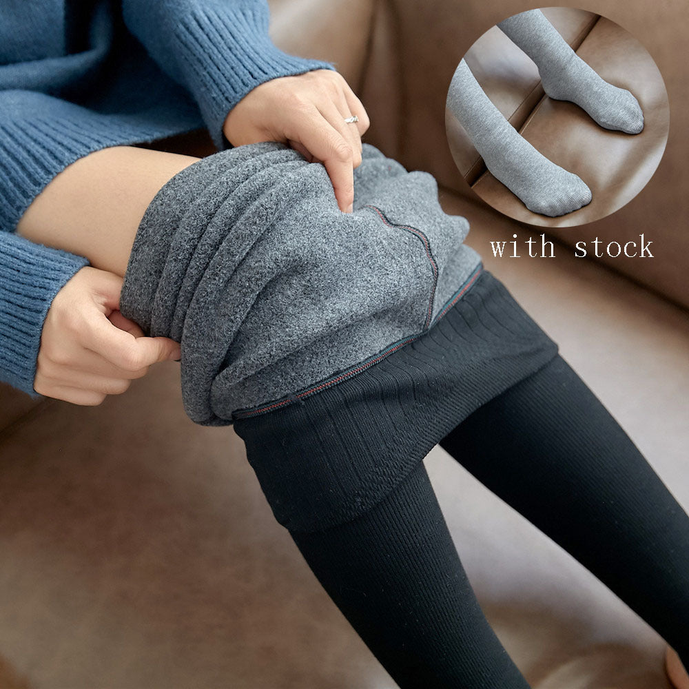 High Waist Stripes Leggings Winter Warm Thick High Stretch Pants