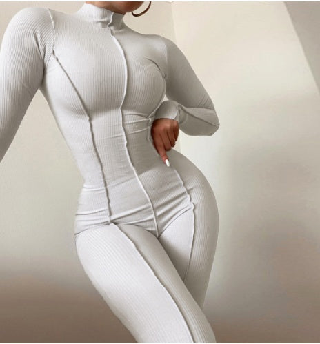 Reverse Wear Design Sense High Waist Slim Sports Suit