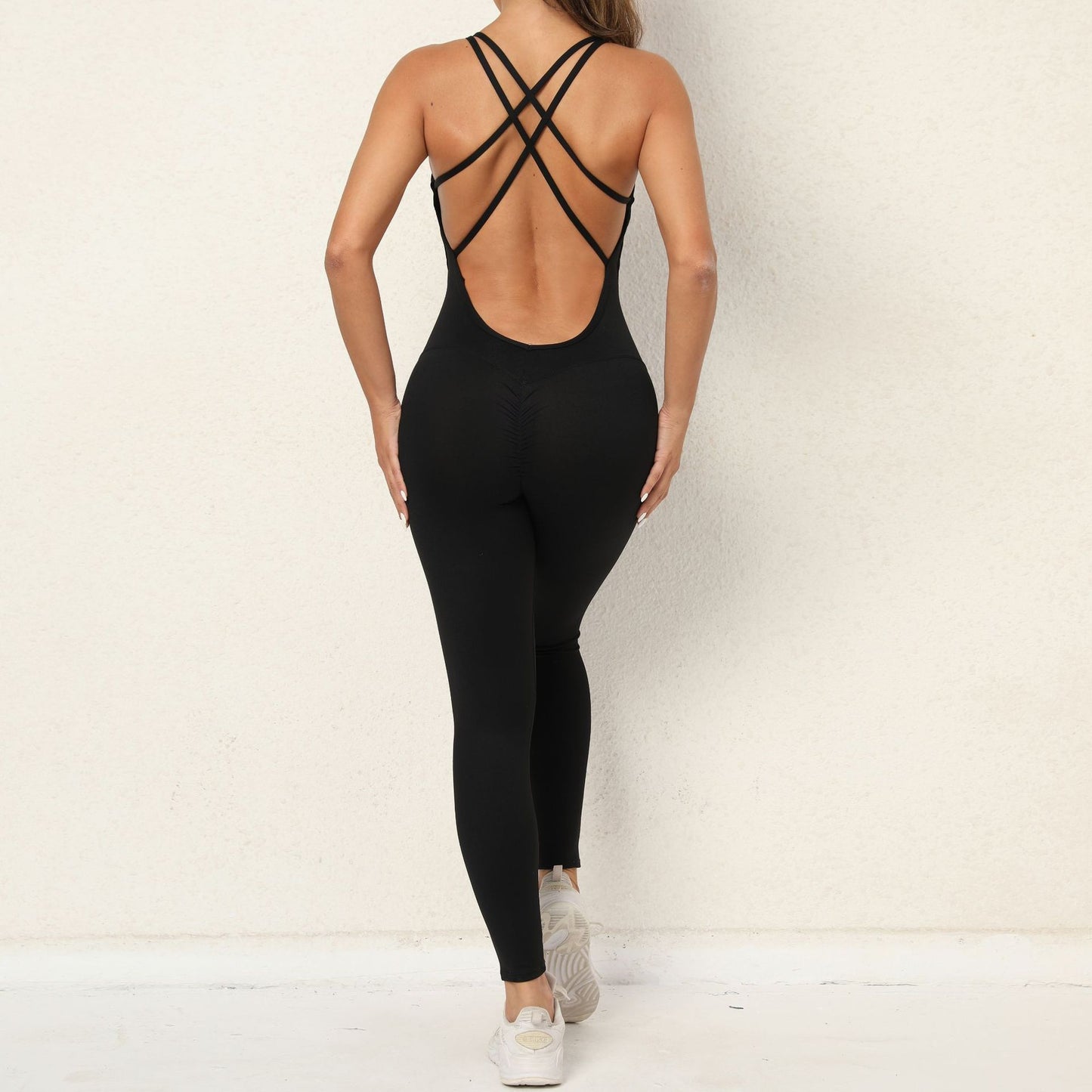 Yoga Jumpsuit With Cross-strap Back Design Quick-drying