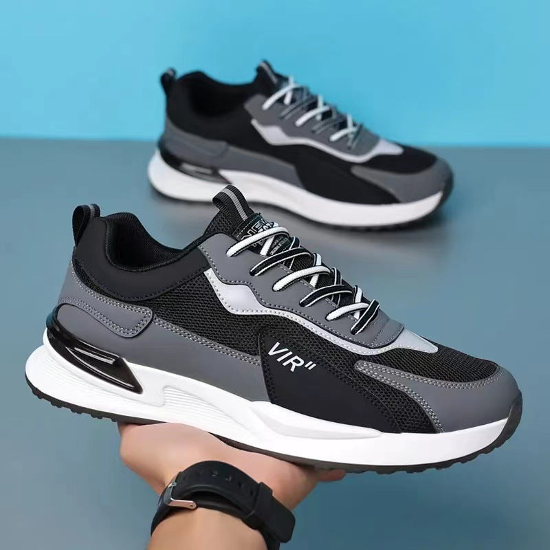 Men's Color Block Mesh Shoes Fashion Lace-up Sneakers