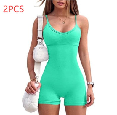 Spaghetti Strap Shorts Jumpsuit Sports Yoga Workout