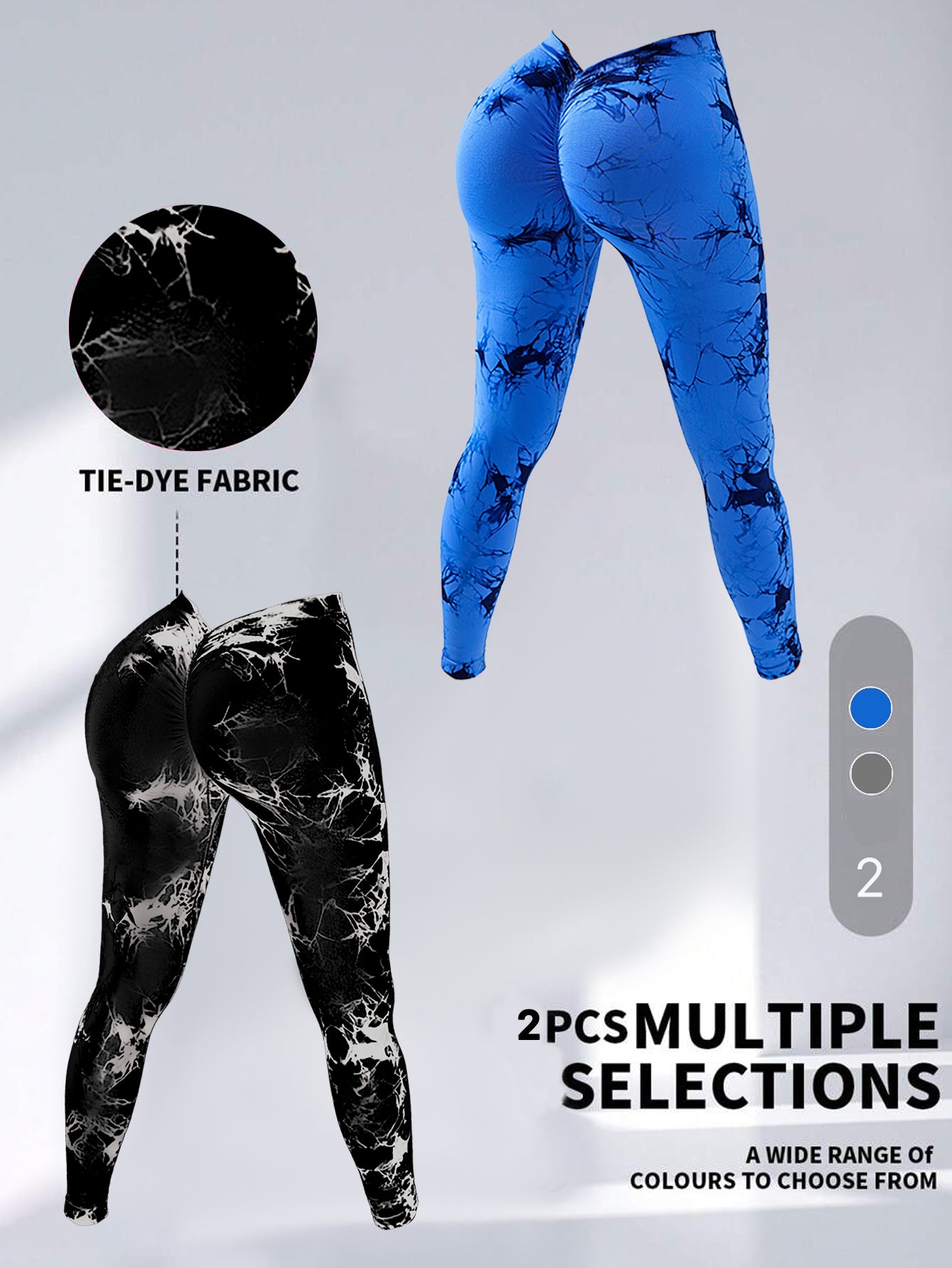 2 Pack Tie-Dye High Waist V-Back Yoga Leggings