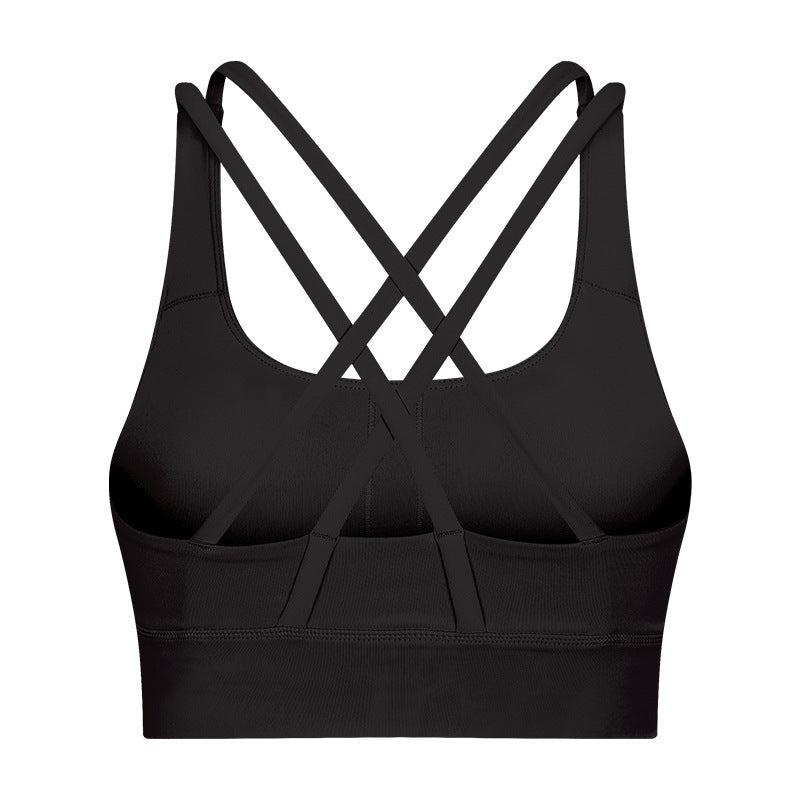 Cross beauty back gather running yoga fitness bra