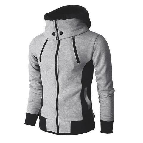 Men's Zip UP Hooded Jacket Fake Two Piece Sports