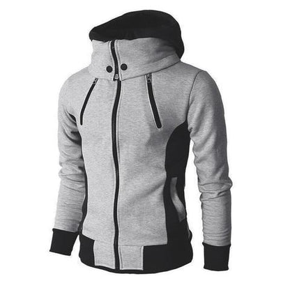 Men's Zip UP Hooded Jacket Fake Two Piece Sports