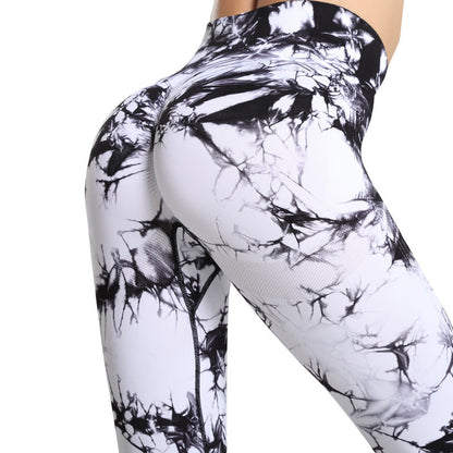 Fashion Tie Dye Printed Leggings High Waist Hip Lifting Tight Fitness