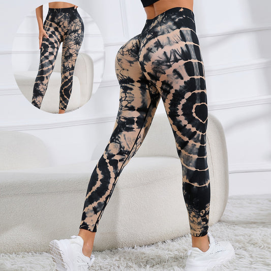 New Tie Dye Printed Yoga Pants Women Seamless High Waist Leggings