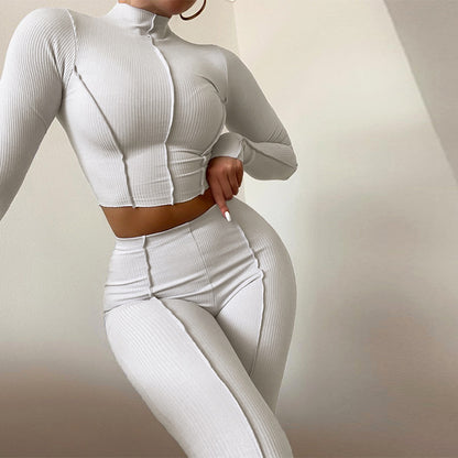 Reverse Wear Design Sense High Waist Slim Sports Suit