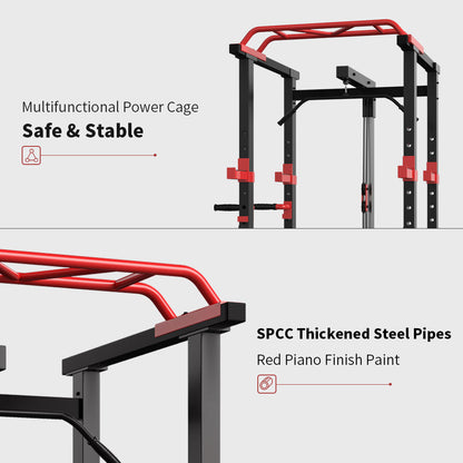 Multi-functional Power Cage Home Adjustable Pullup Squat