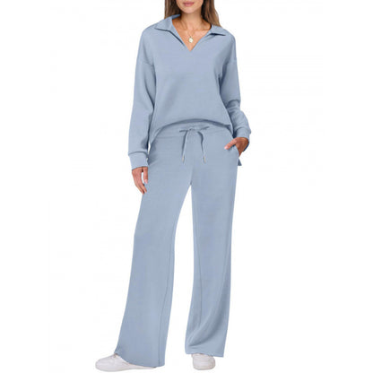 Women's Tracksuit Sports Suit V-neck Long-sleeved Pullover