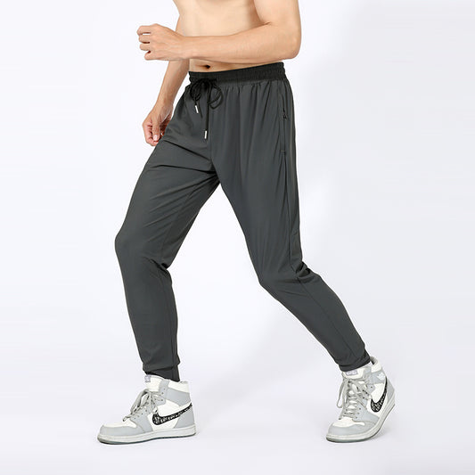 Male Summer Ice Silk Quick Dry Thin Fitness Pants