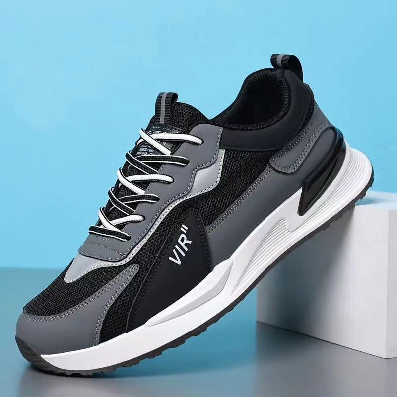 Men's Color Block Mesh Shoes Fashion Lace-up Sneakers