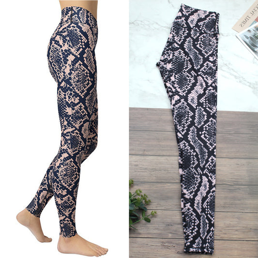 Europe And America Large Palm Leaf Printing Exercise Tight Yoga Pants