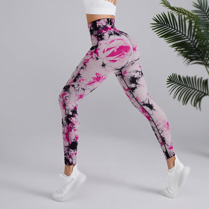 Tie-dye Printed Yoga Pants Fashion Seamless High-waisted