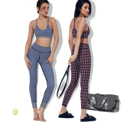 Women's Bra High Waist Fitness Pants Printed Yoga Clothing Set