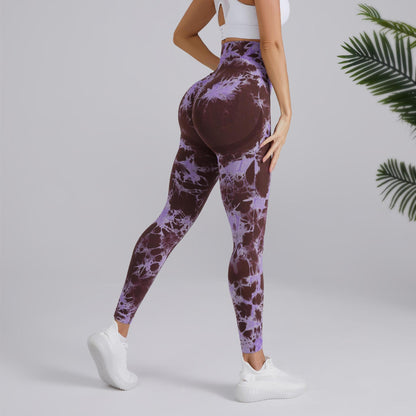 Tie-dye Printed Yoga Pants Fashion Seamless High-waisted