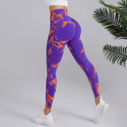 Tie-dye Printed Yoga Pants Fashion Seamless High-waisted