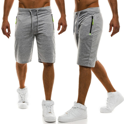 Shorts Sports Fitness Five-Point Pants Tether Zipper Shorts