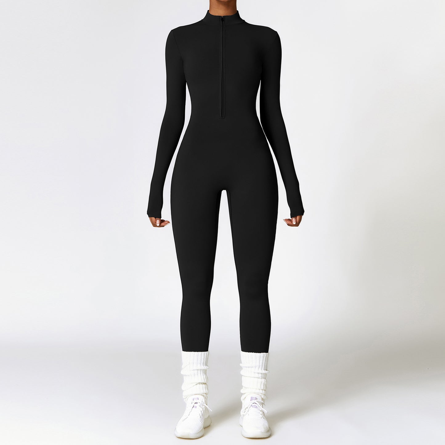 Warm Zipper Long-sleeved Jumpsuit Yoga Fitness Sports