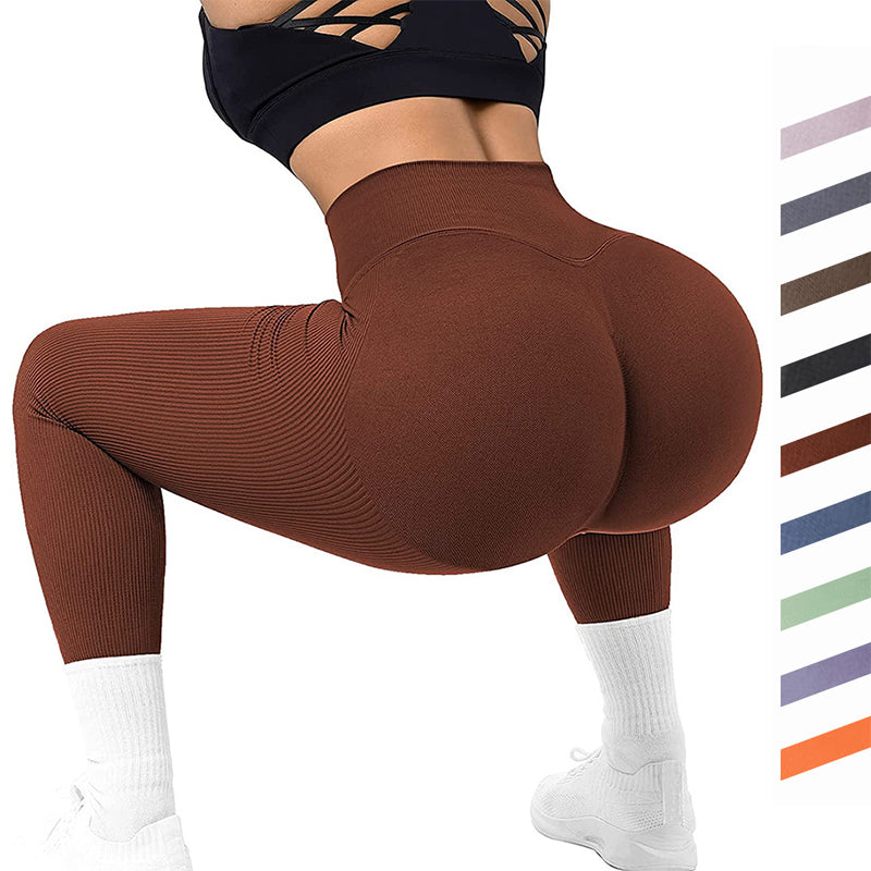 High Waist Seamless Leggings Threaded Knitted Fitness Pants