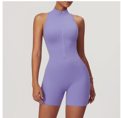 Fitness Yoga Jumpsuit With Zipper Summer Backless