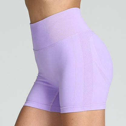 Seamless Yoga Shorts Women Solid Color High Waist