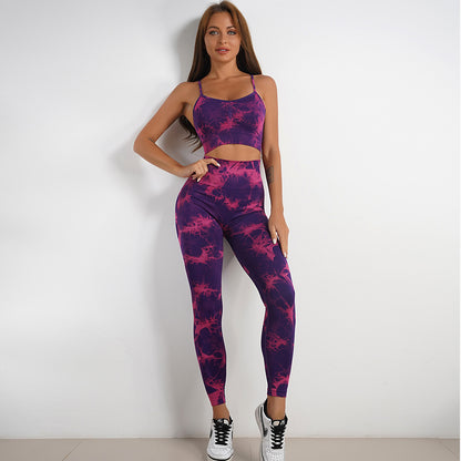 Women's Tie-dye Print Yoga Suit Women Fitness Sports