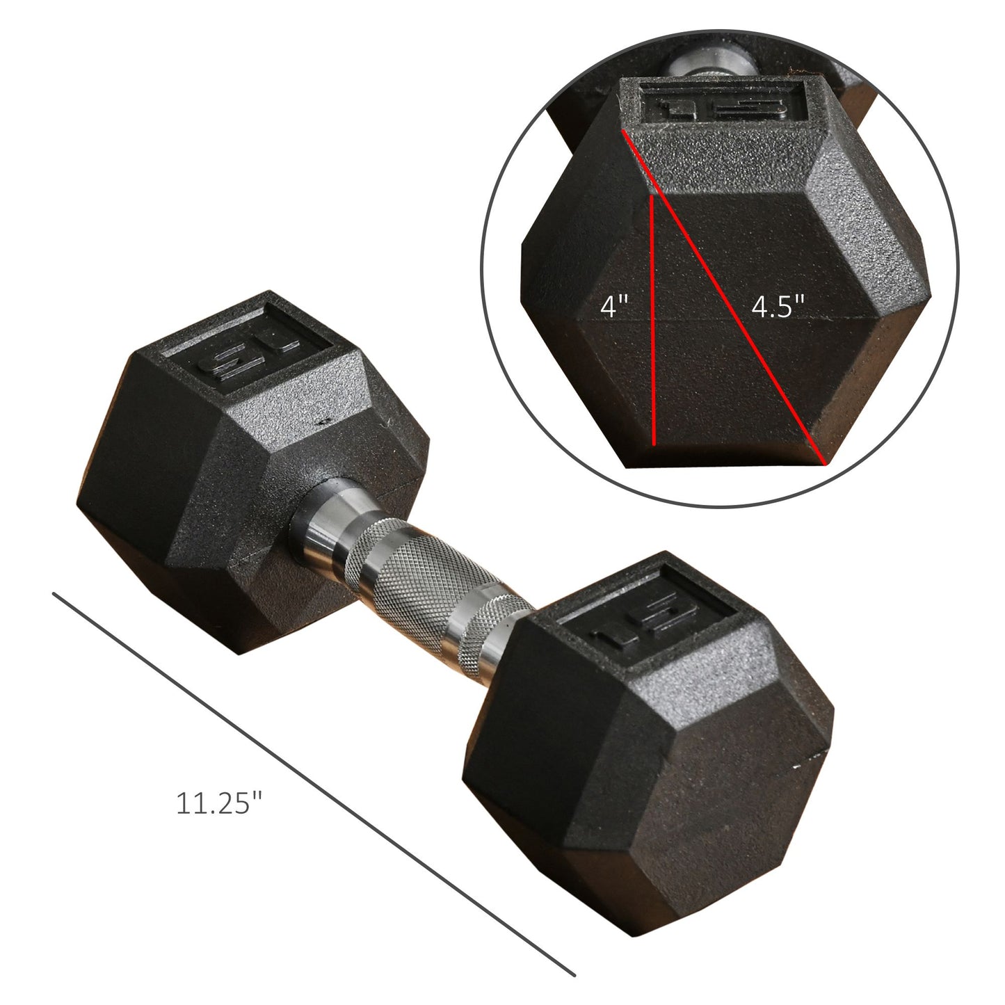 2 X 15lbs Hex Dumbbell Set Of 2, Rubber Weights Exercise Fitness