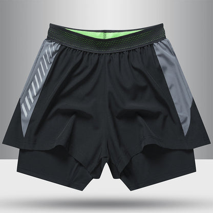 Lined Anti-glare Fitness Shorts Running Training Sports Pants Men