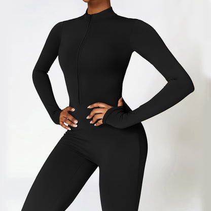 Warm Zipper Long-sleeved Jumpsuit Yoga Fitness Sports