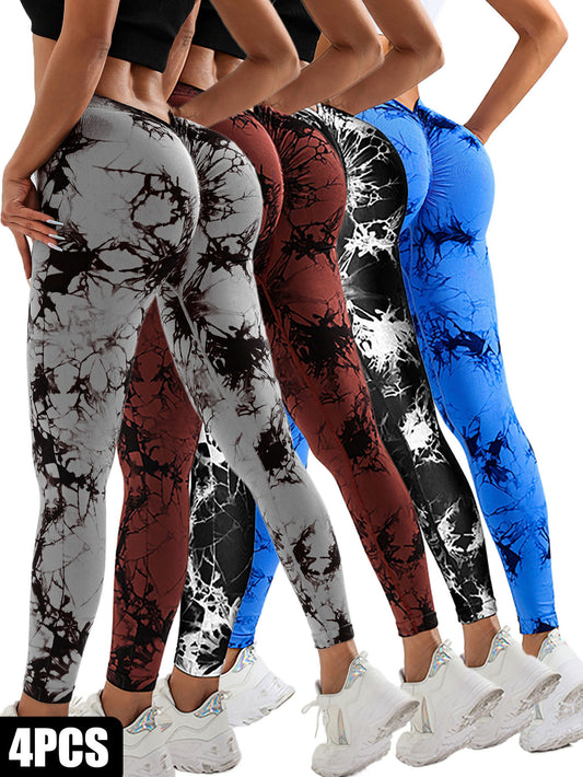 4 Pack Women's Scrunch Workout Leggings High Waisted Butt Lifting