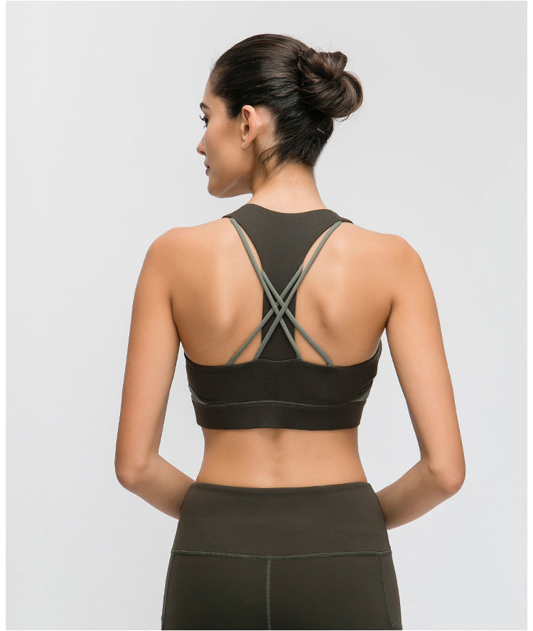 Contrast-panel sports bra