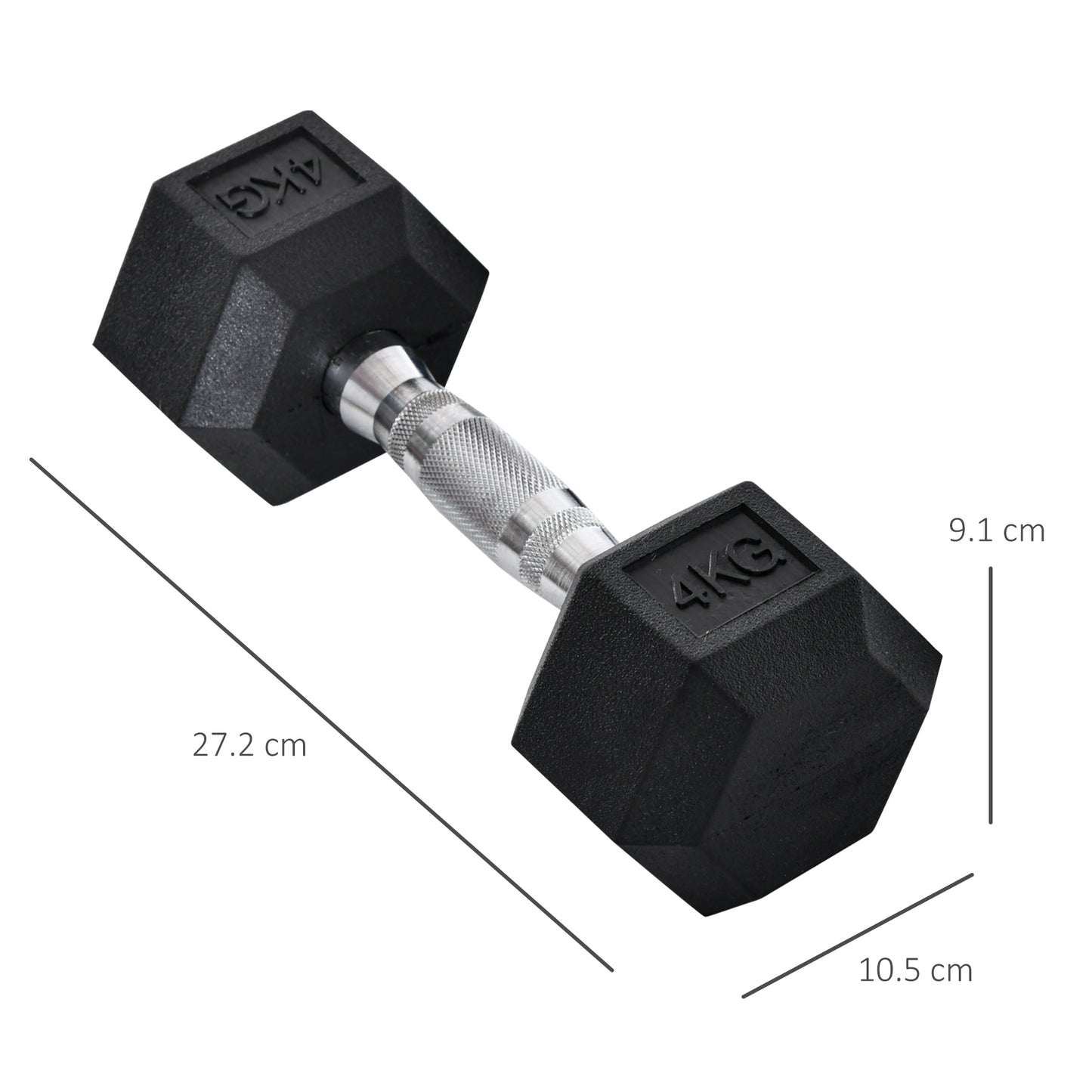 2x4kg Rubber Dumbbell Sports Hex Weights Sets