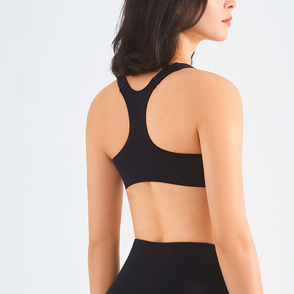 Zip Front Sports Bra Shock Absorption Gather For Women