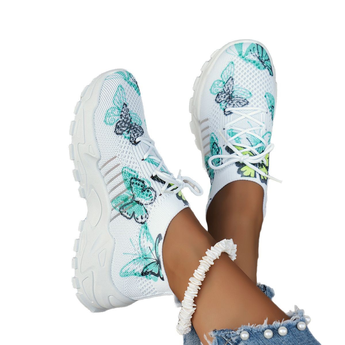 Butterfly Print Mesh Sneakers Women's Running Sports Shoes