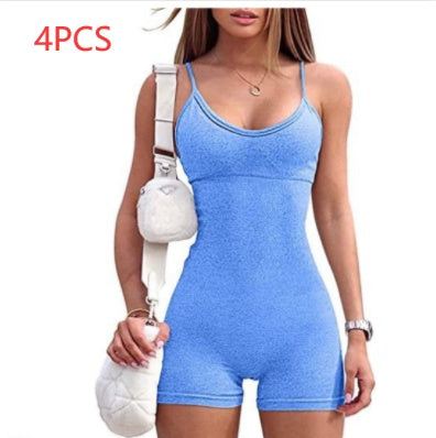 Spaghetti Strap Shorts Jumpsuit Sports Yoga Workout