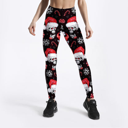 Skull Christmas Hat Thin Breathable Capris Sports Fitness