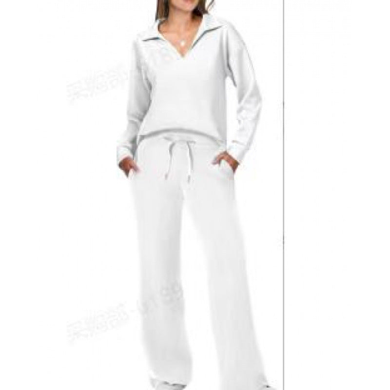 Women's Tracksuit Sports Suit V-neck Long-sleeved Pullover