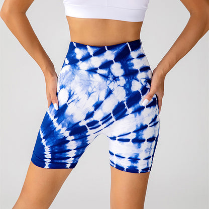 Tie-dye Printed Yoga Shorts Fashion Seamless High-waisted Pant