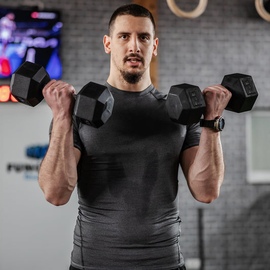 2 x 15lbs Hex Dumbbell Set of 2, Rubber Weights Exercise