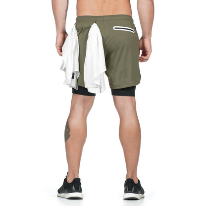 Running Shorts Men 2 In 1 Double-deck Quick Dry GYM Sport Shorts Fitness