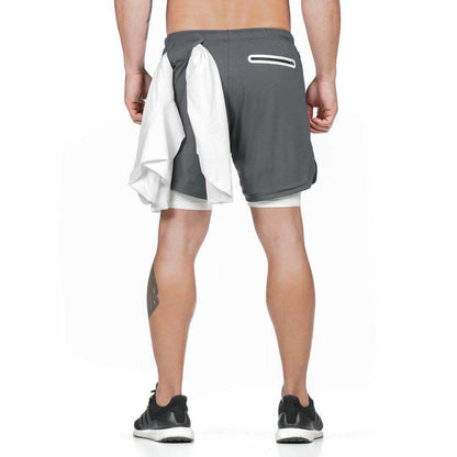 Running Shorts Men 2 In 1 Double-deck Quick Dry GYM Sport Shorts Fitness