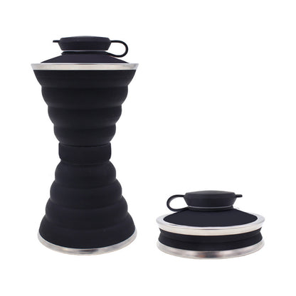 500ML Silicone Water Bottle Cup Foldable Leak Proof Portable Sports