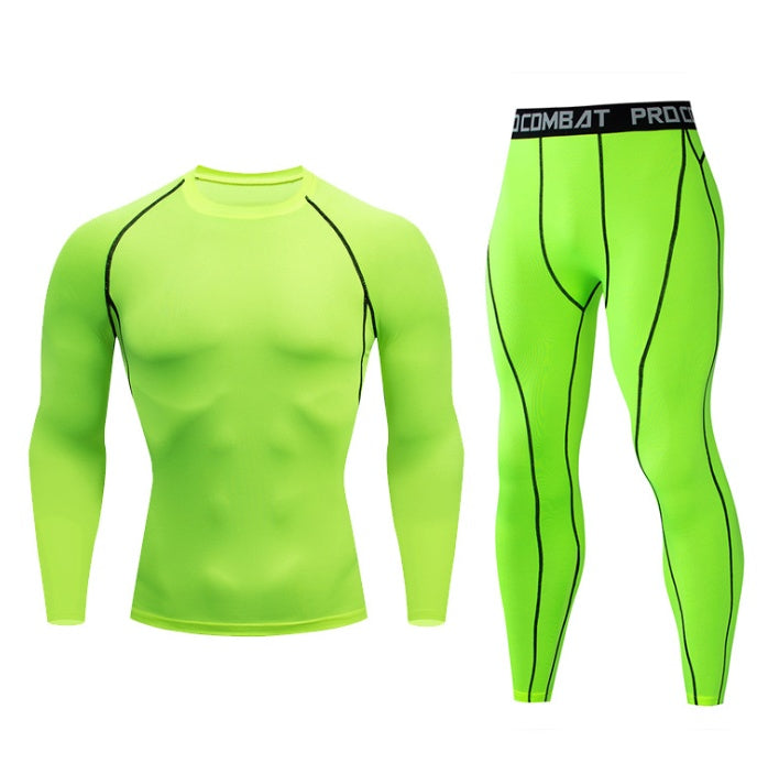 Fitness suit men's gym sports tights long-sleeved trousers