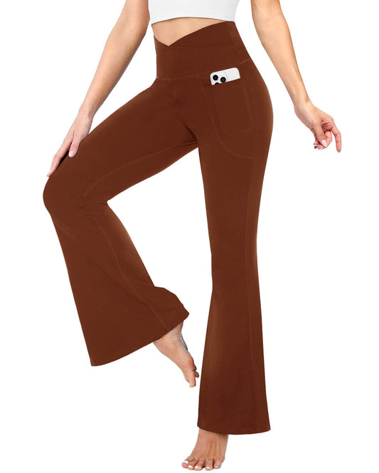 Flare Leggings For Women With Pockets - Crossover Gym Workout