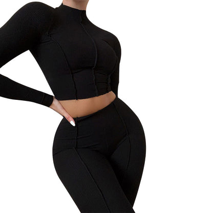 Reverse Wear Design Sense High Waist Slim Sports Suit