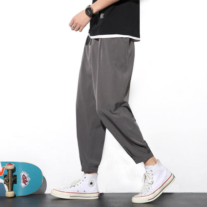 Drawstring Pants Summer Ice Slik Jogger Hiking Sports Pants Men