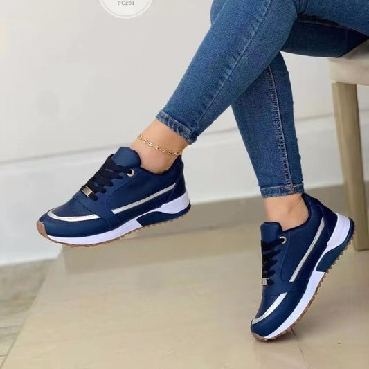 Casual Lace-up Flat Shoes Women Sports Walking Sneakers