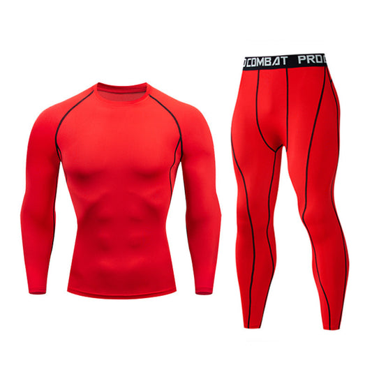 Fitness suit men's gym sports tights long-sleeved trousers