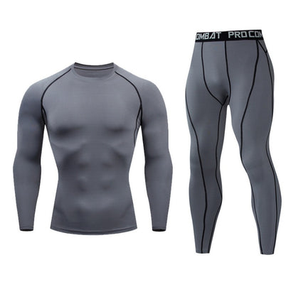 Fitness suit men's gym sports tights long-sleeved trousers